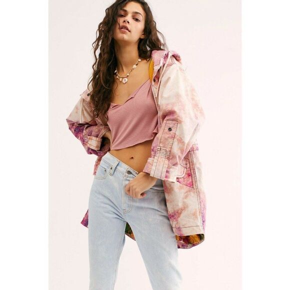 NEW FREE PEOPLE ELECTRIC FIELDS TIE DYE PARKA - Picture 3 of 5